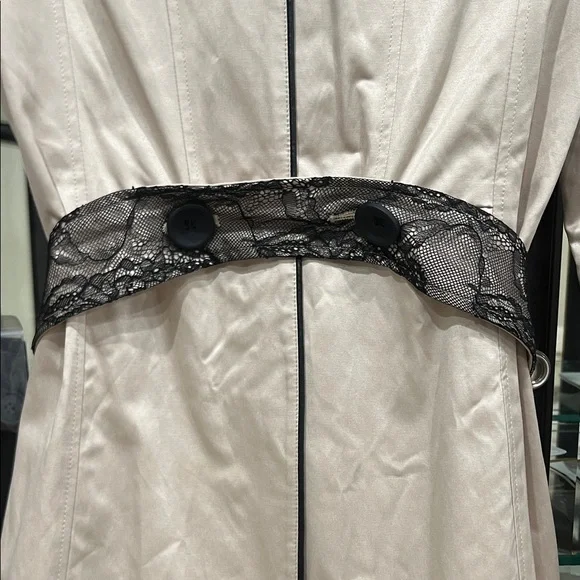 Bebe Women's Cream Trench Coat with Black Details - Picture 8 of 11